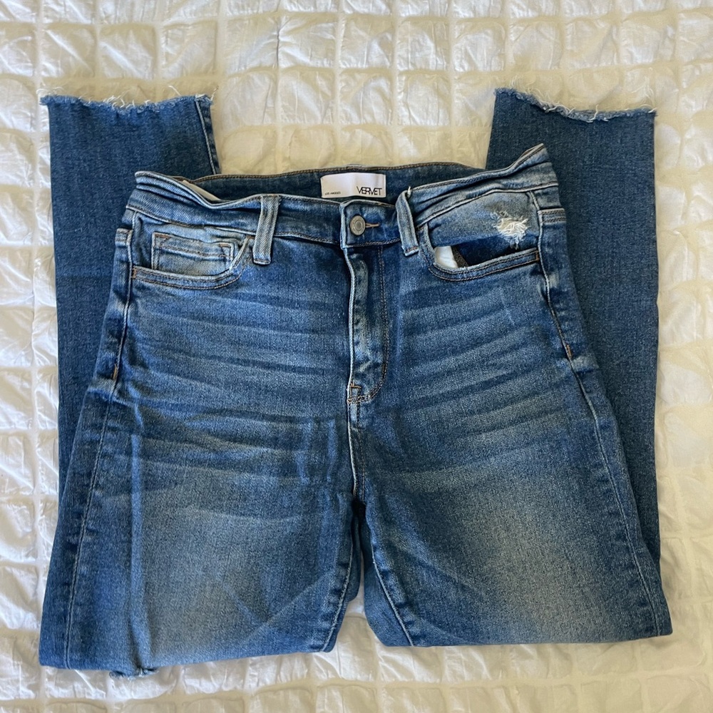 Vervet distressed straight leg denim